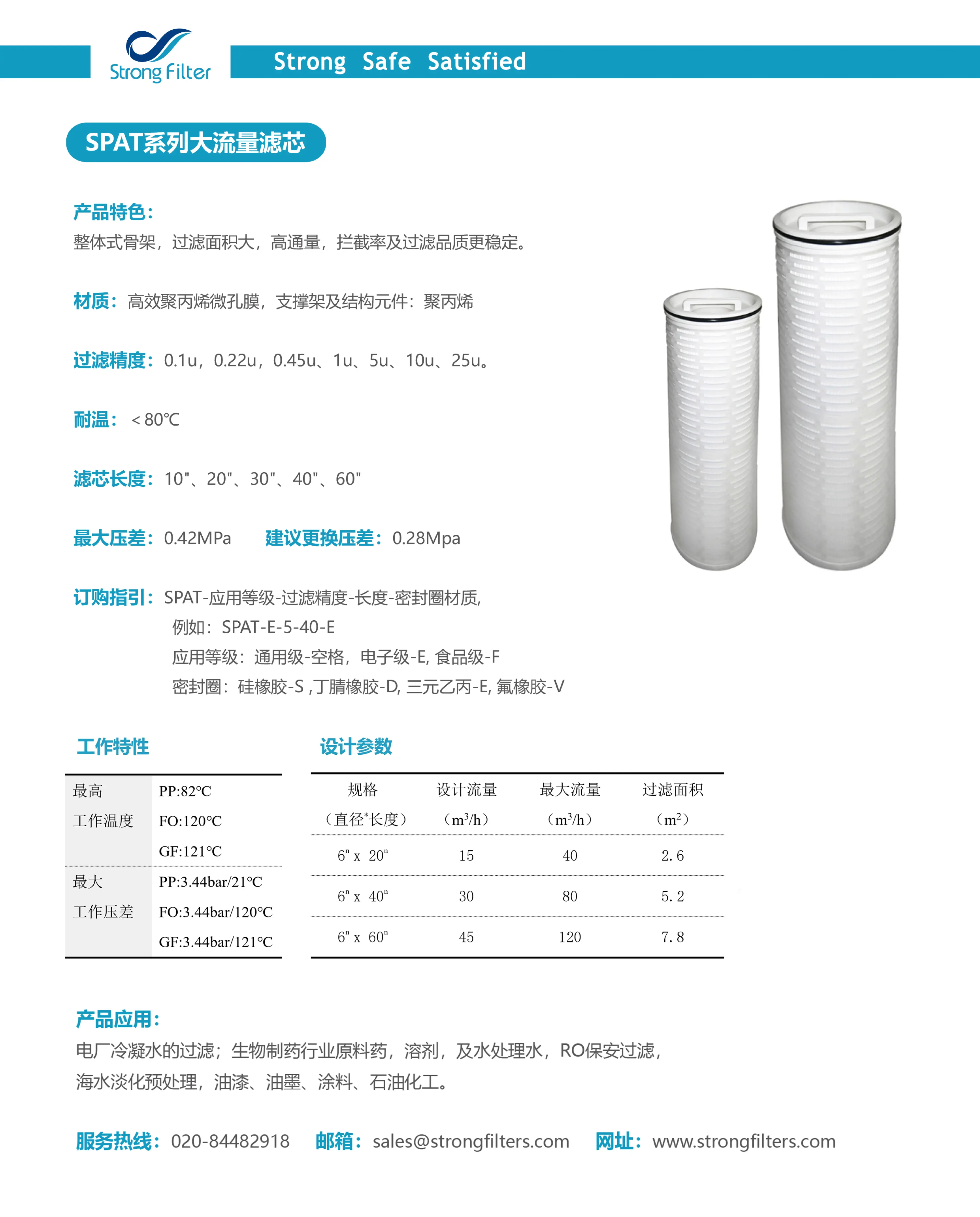 SPAT大流量过滤芯 · 产品资料 1